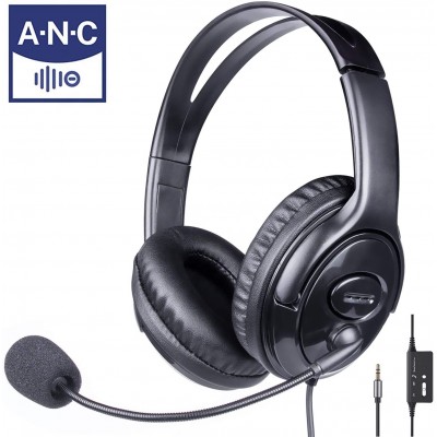 2020 20DB 3.5mm ANC Active Noise Cancelling Call Center Headset Computer Headphone With Microphone